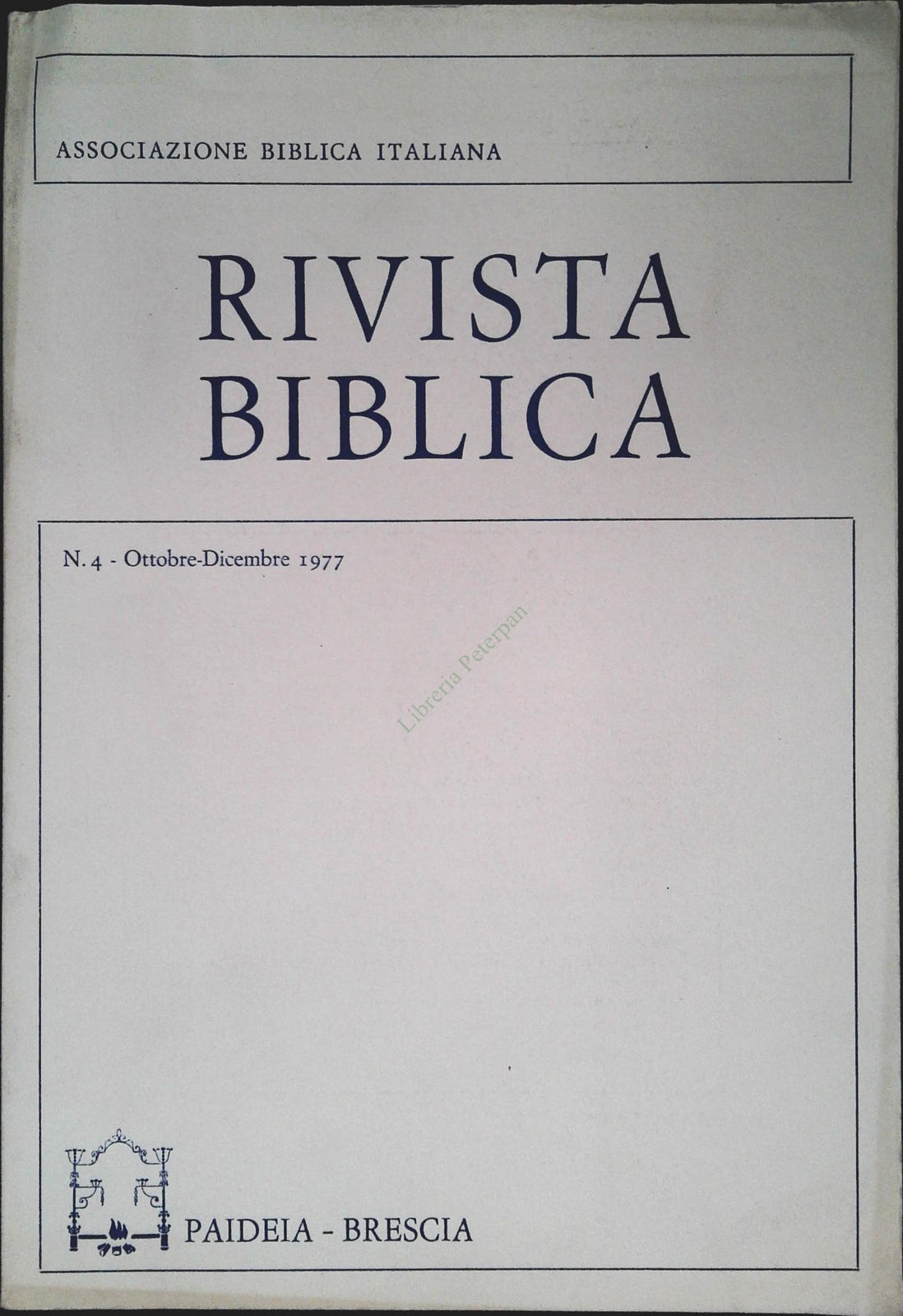 RIVISTA BIBLICA N. 4 - OTTOBRE DICEMBRE 1977