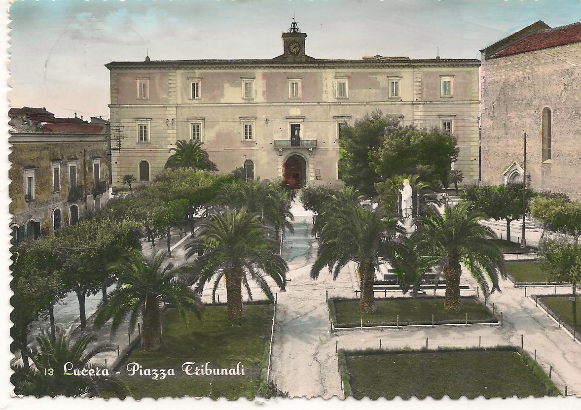 LUCERA - PIAZZA TRIBUNALI - V1954 - ACQUARELLATA