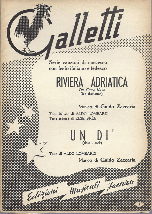RIVIERA ADRIATICA ( Die Grune Kustle ) - UN DI'  ( G. Zaccaria ) # SPARTITO