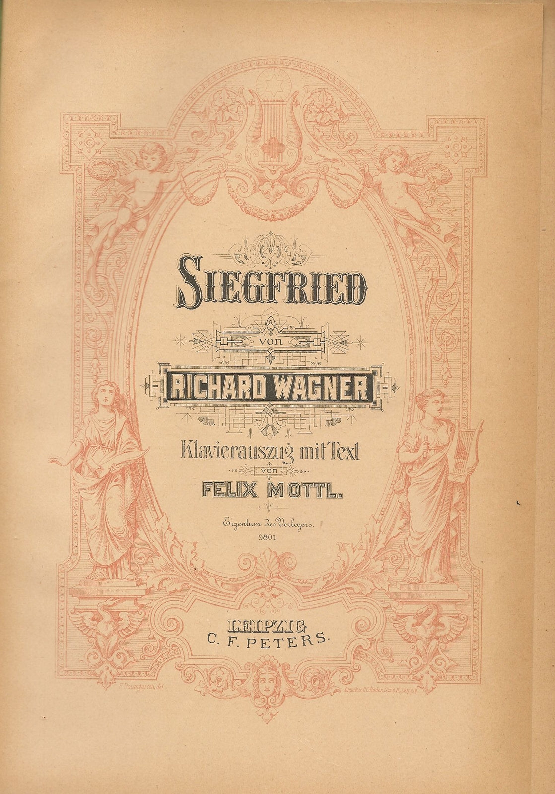 SIEGFRIED VON RICHARD WAGNER KLAVIERAUSZUG MIT TEXT FELIX MOTTL
