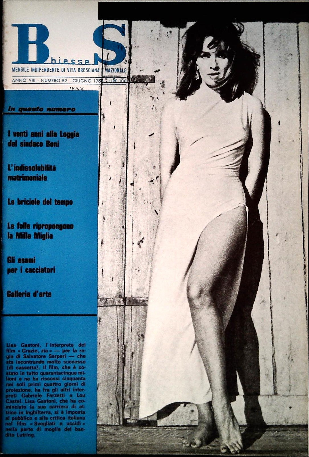 BS BIESSE - MENSILE  DI VITA BRESCIANA E NAZIONALE - N. 82 GIUGNO 1968
