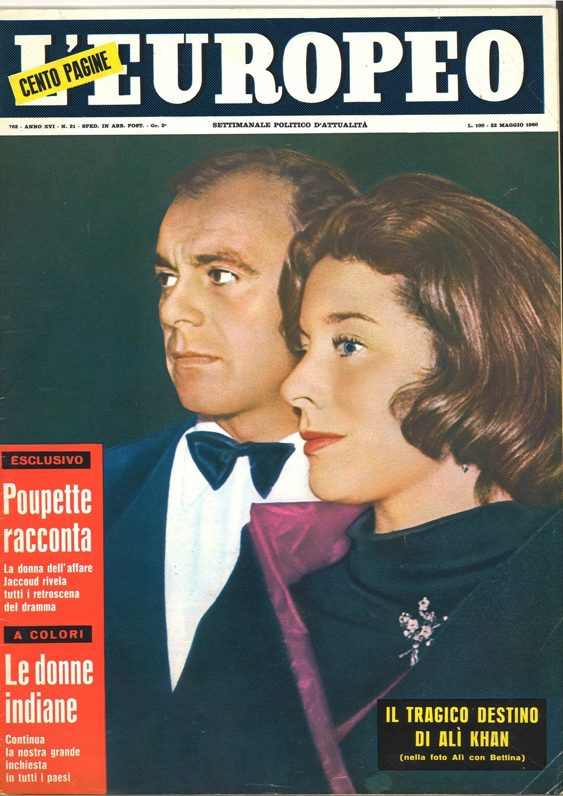 L'EUROPEO 22 MAGGIO 1960 - IL TRAGICO DESTINO ALI' KHAN