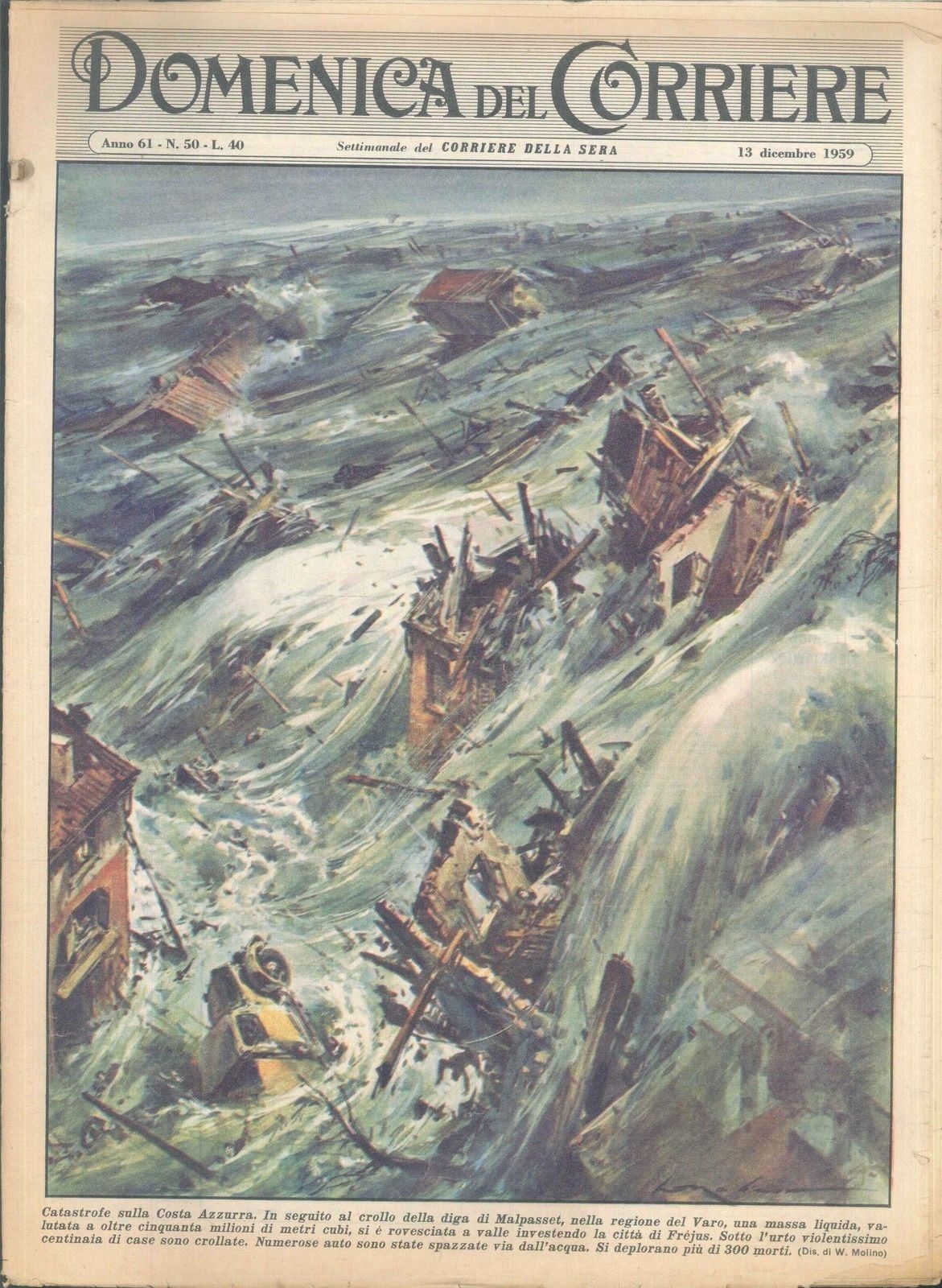 DOMENICA DEL CORRIERE N 50 - 13 DICEMBRE 1959 - ILL. WALTER MOLINO