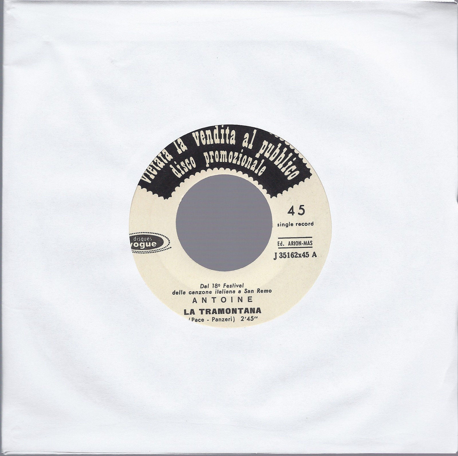 LA TRAMONTANA - IO VOGLIO ANDARE IN GUERRA # ANTOINE  - Edizione per Juke Box