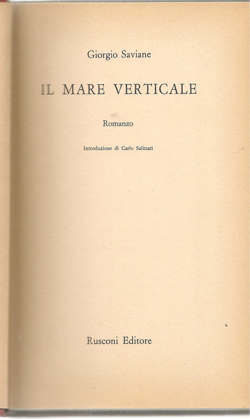 IL MARE VERTICALE - GIORGIO SAVIANE   ED. RUSCONI