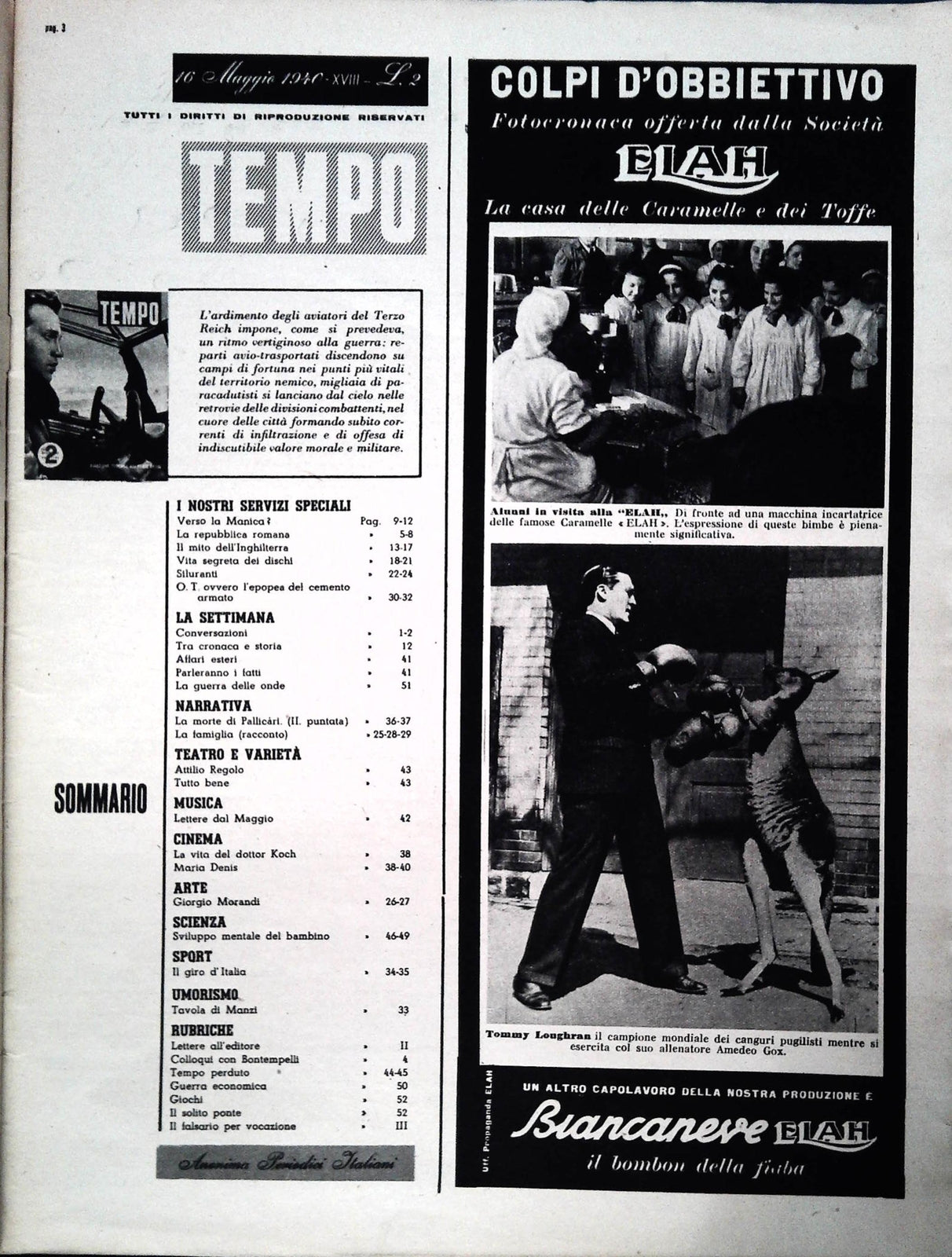 TEMPO N. 51 - 16 MAGGIO 1940 - VERSO LA MANICA-MITO DELL' INGHILTERRA-SILURANTI
