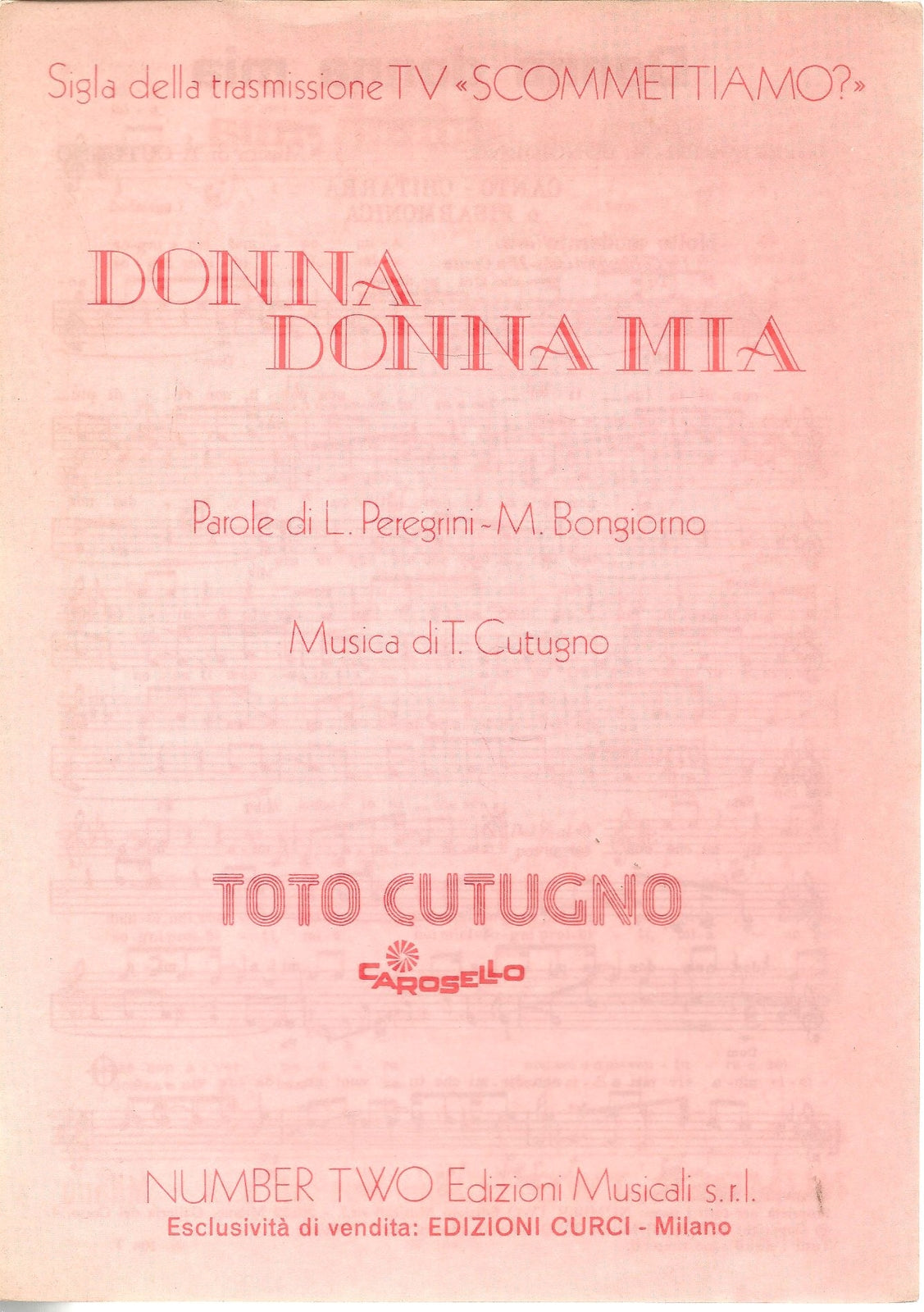 DONNA DONNA MIA - PEREGRINI-BONGIORNO-COTUGNO - SPARTITO-SHEET MUSICA