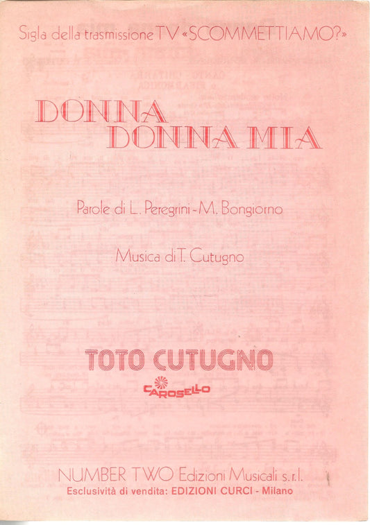 DONNA DONNA MIA - PEREGRINI-BONGIORNO-COTUGNO - SPARTITO-SHEET MUSICA