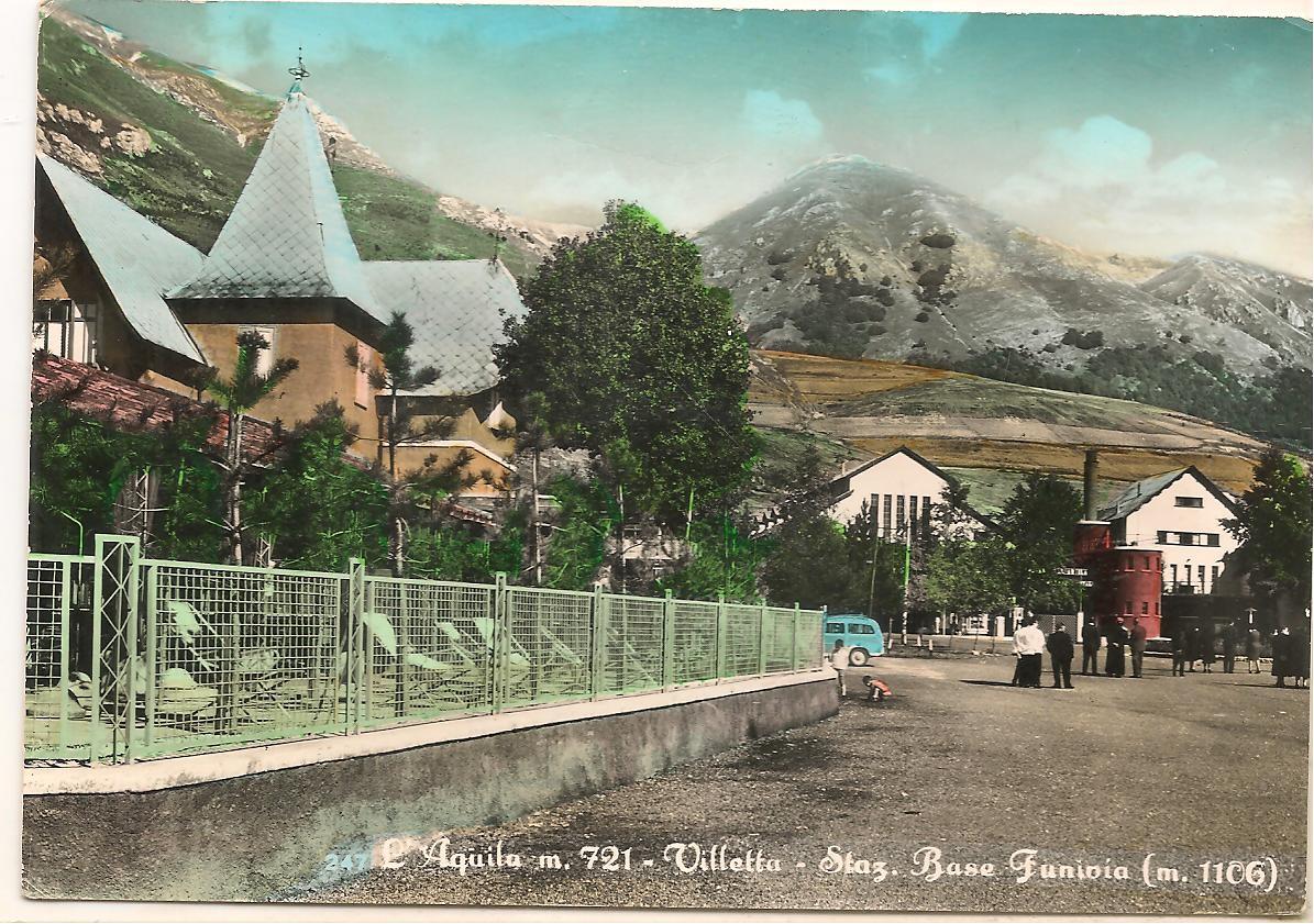 L'AQUILA - VILLETTA STAZIONE BASE FUNIVIA - V1969 - ACQUARELLATA