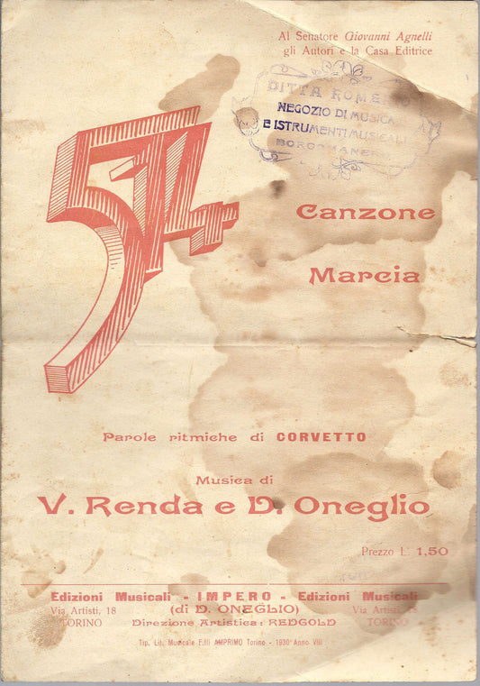 514 ( Corvetto - V. Renda, D. Oneglio ) # SPARTITO - dedicato al Sen. G. Agnelli