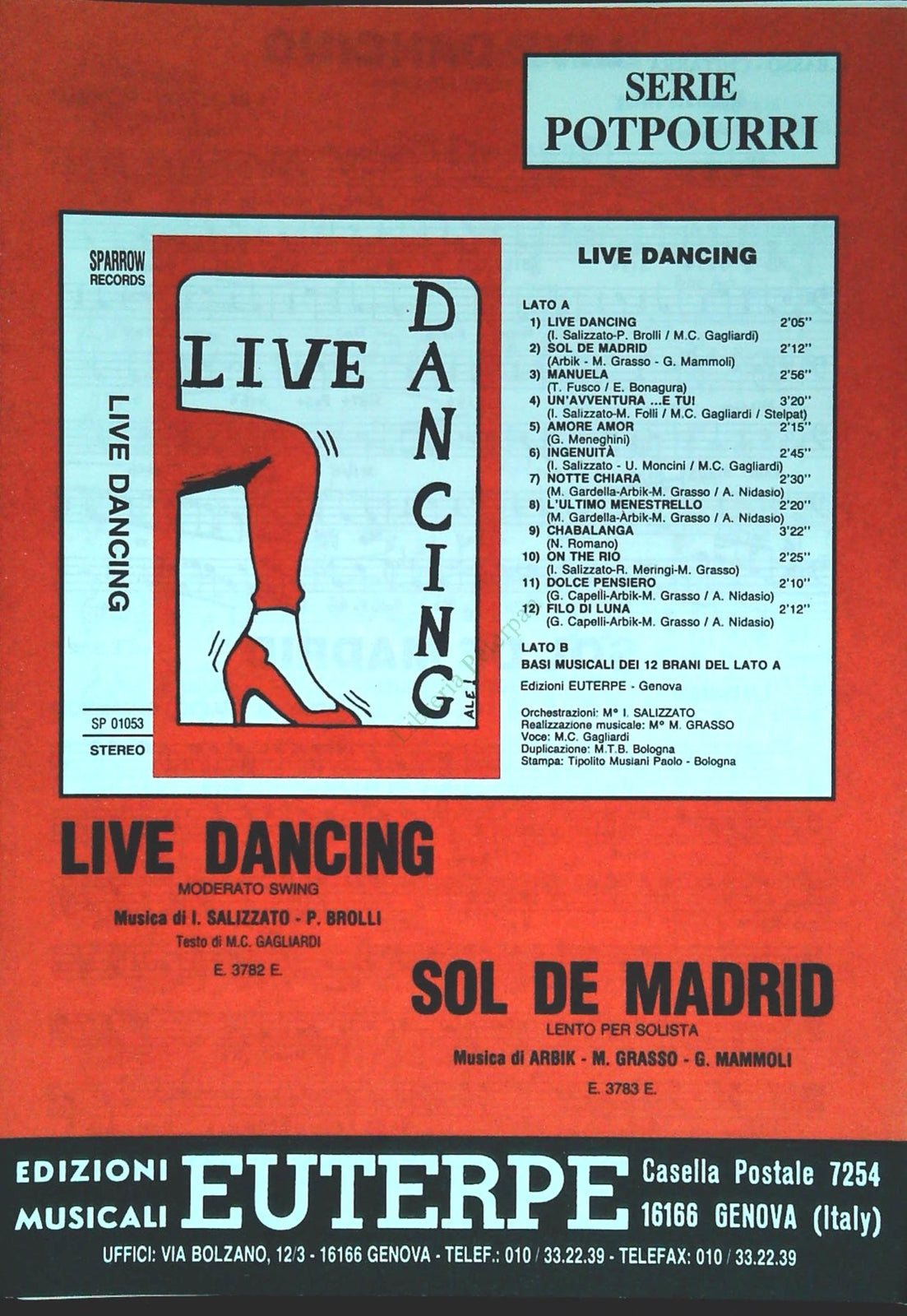 LIVE DANCING moderato swing-SOL DE MADRID lento per solista-SPARTITO-SHEET MUSIC