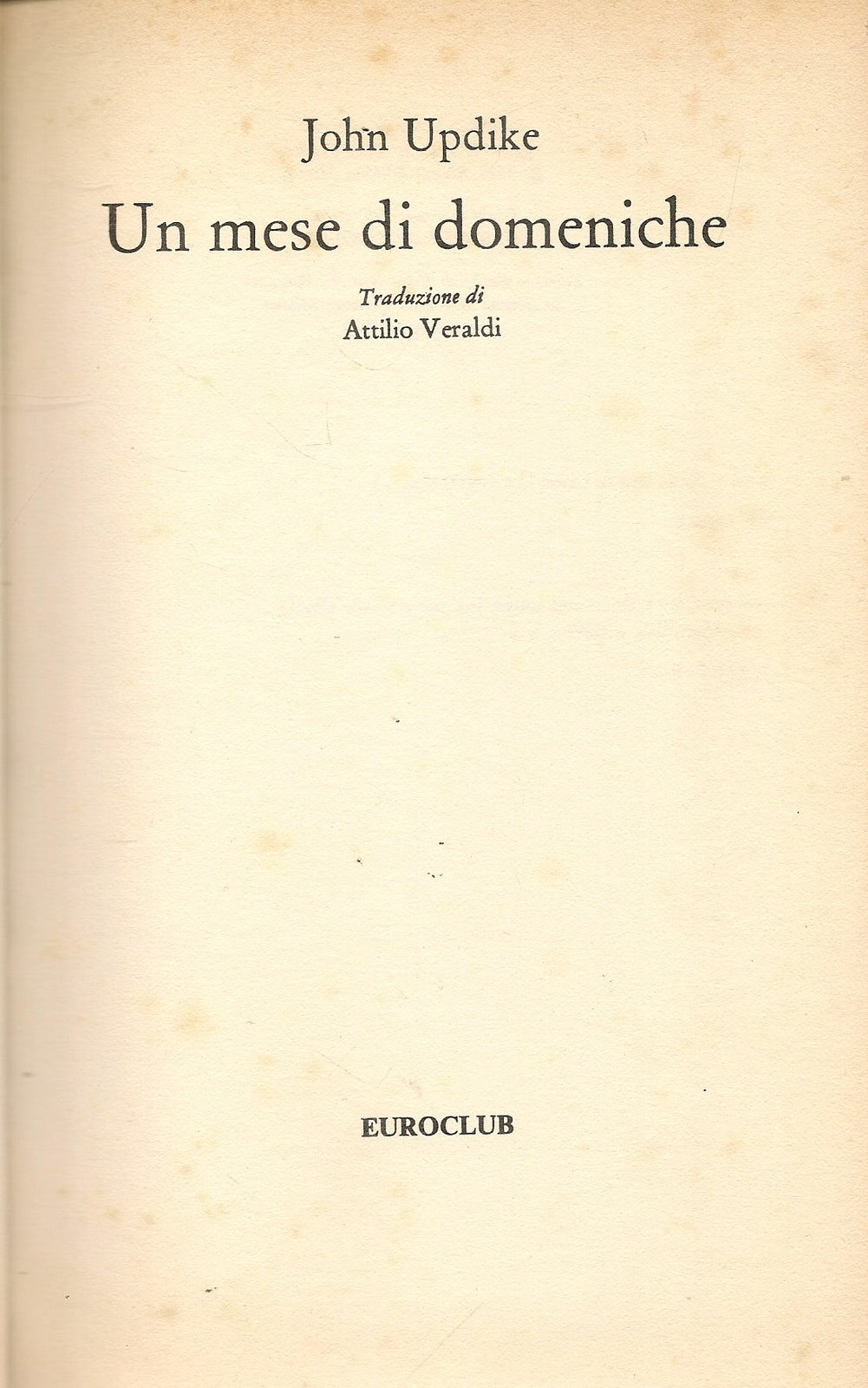 UN MESE DI DOMENICHE - JOHN UPDIKE