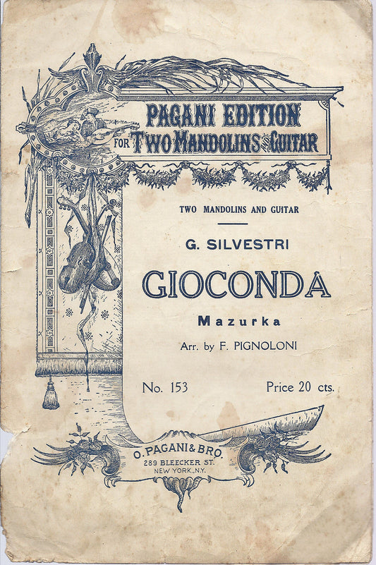 GIOCONDA  G. Silvestri # SPARTITO - Mandolino - Pagani Edition  New York