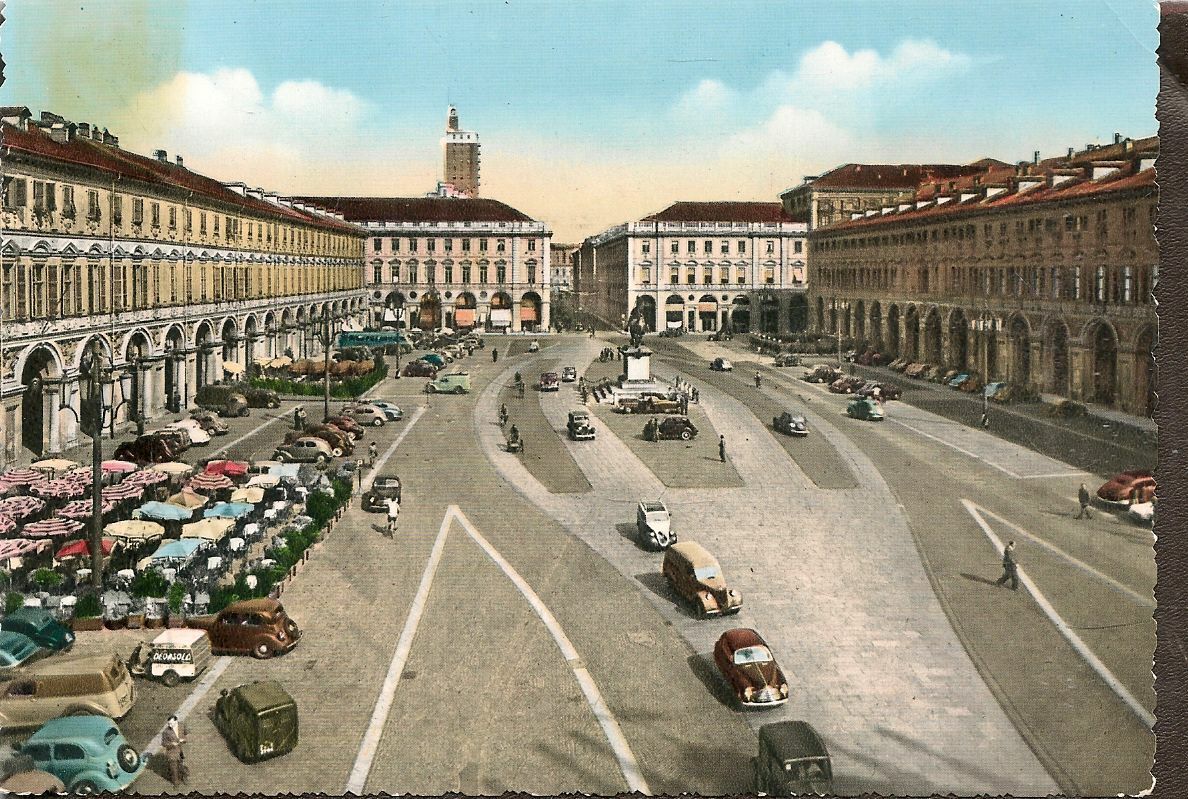 TORINO - PIAZZA SAN CARLO - ACQUARELLATA - V1954
