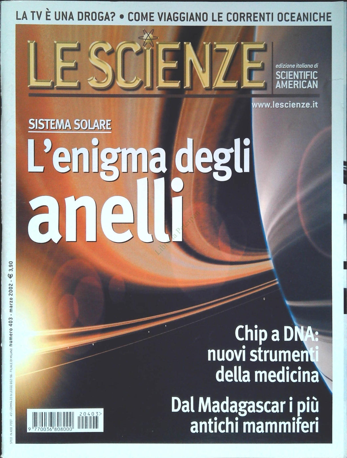 LE SCIENZE N. 403 - MARZO 2002 - L'ENIGMA DEGLI ANELLI