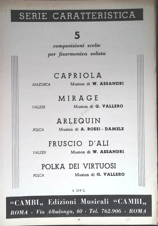 5 COMPOSIZIONI FISARMONICA - SPARTITO-SHEET MUSIC