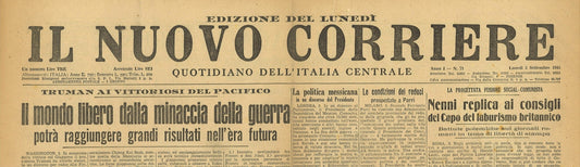 CORRIERE DEL MATTINO 3 SETTEMBRE 1945 - TRUMAN - NENNI