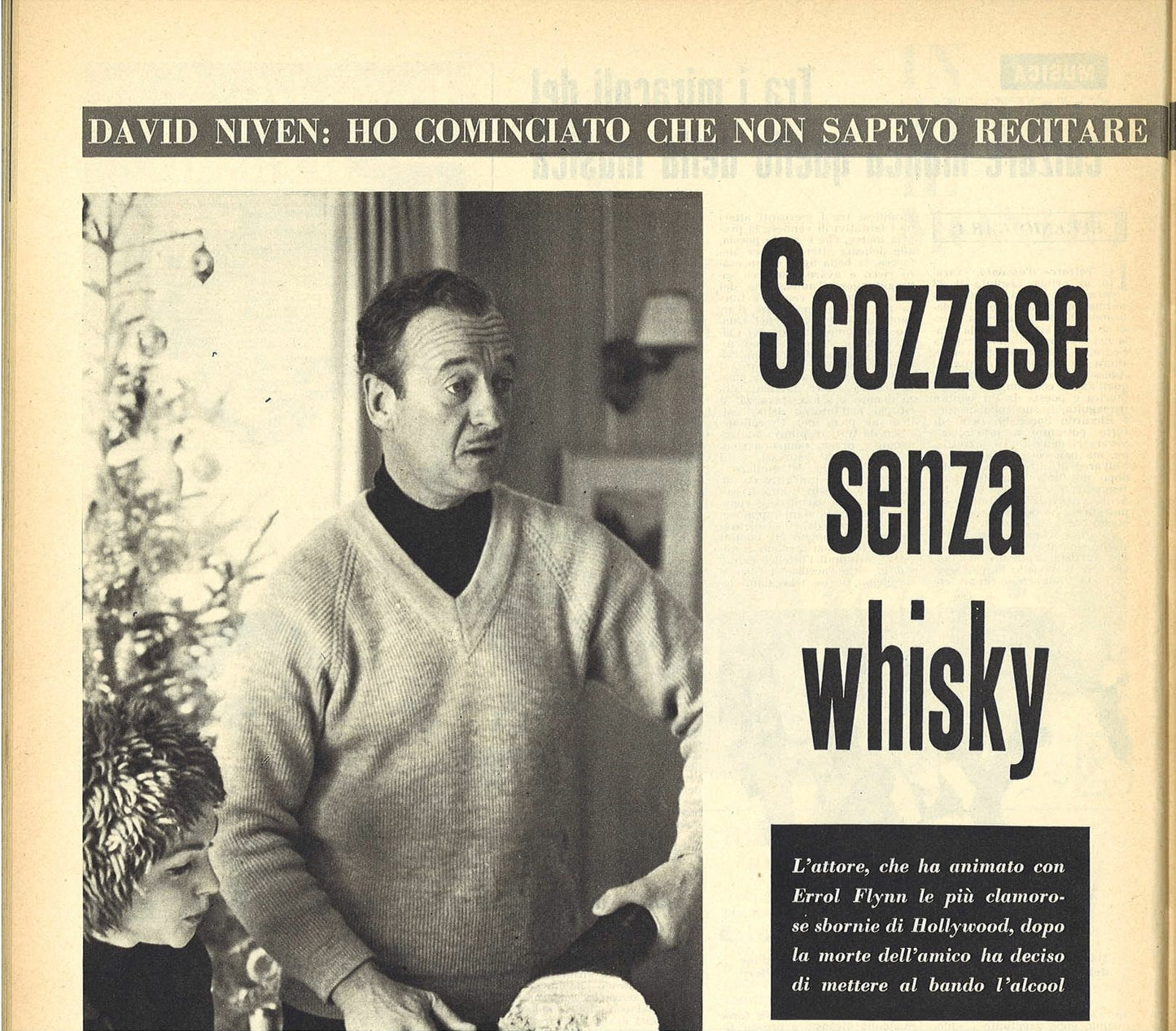 DAVID NIVEN. SCOZZESE SENZA WHISKY - CLIPPING-RITAGLIO DI GIORNALE
