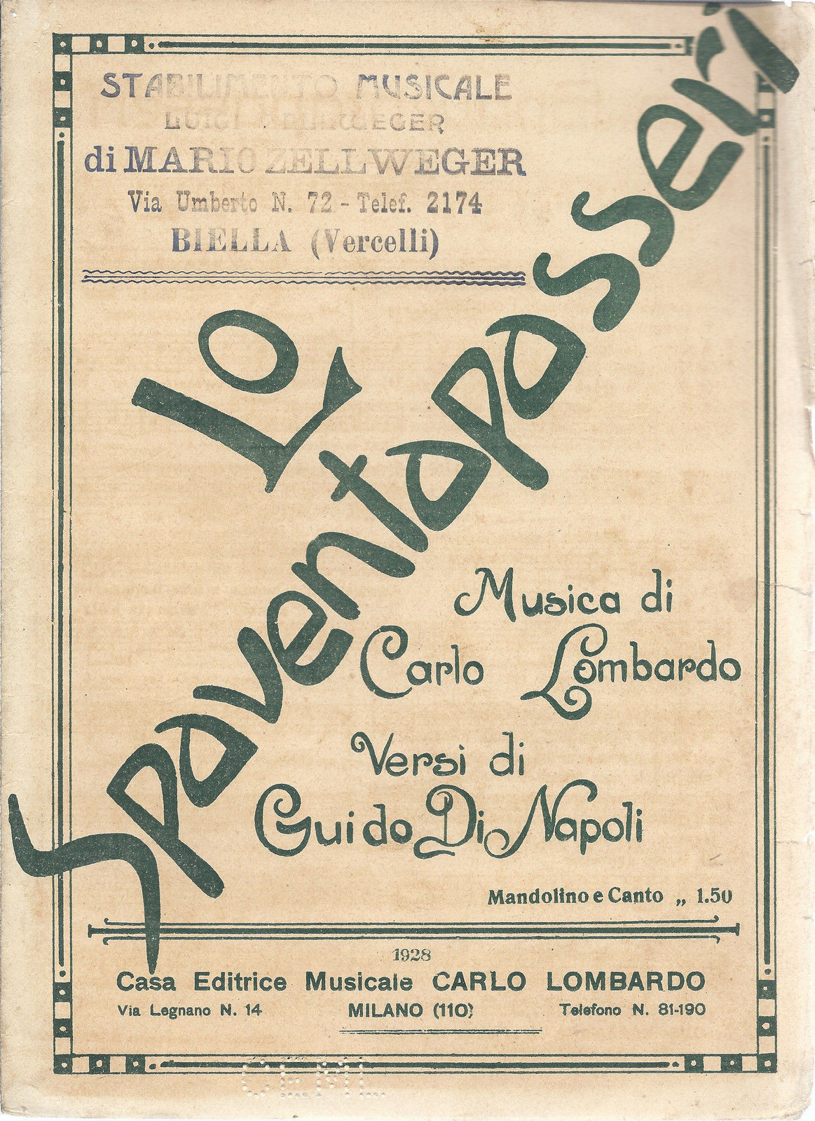 LO SPAVENTAPASSERI (Guido Di Napoli - Carlo Lombardo)  SPARTITO