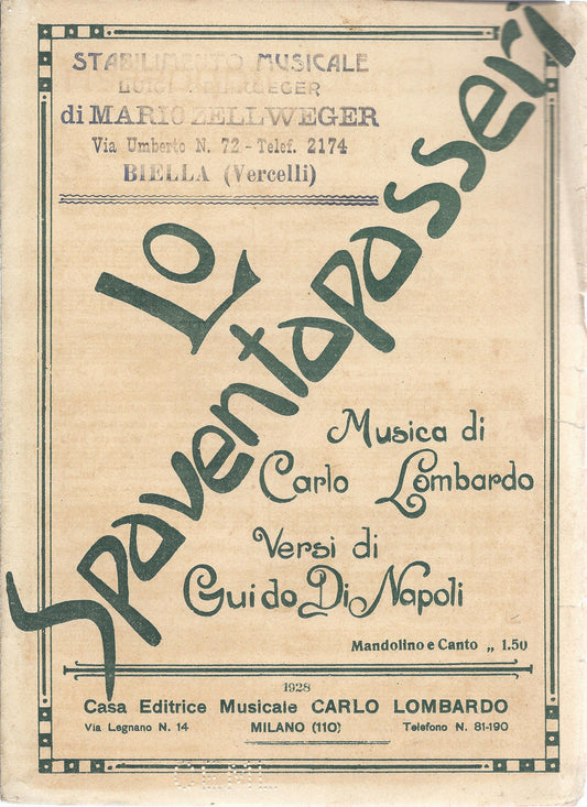 LO SPAVENTAPASSERI (Guido Di Napoli - Carlo Lombardo)  SPARTITO