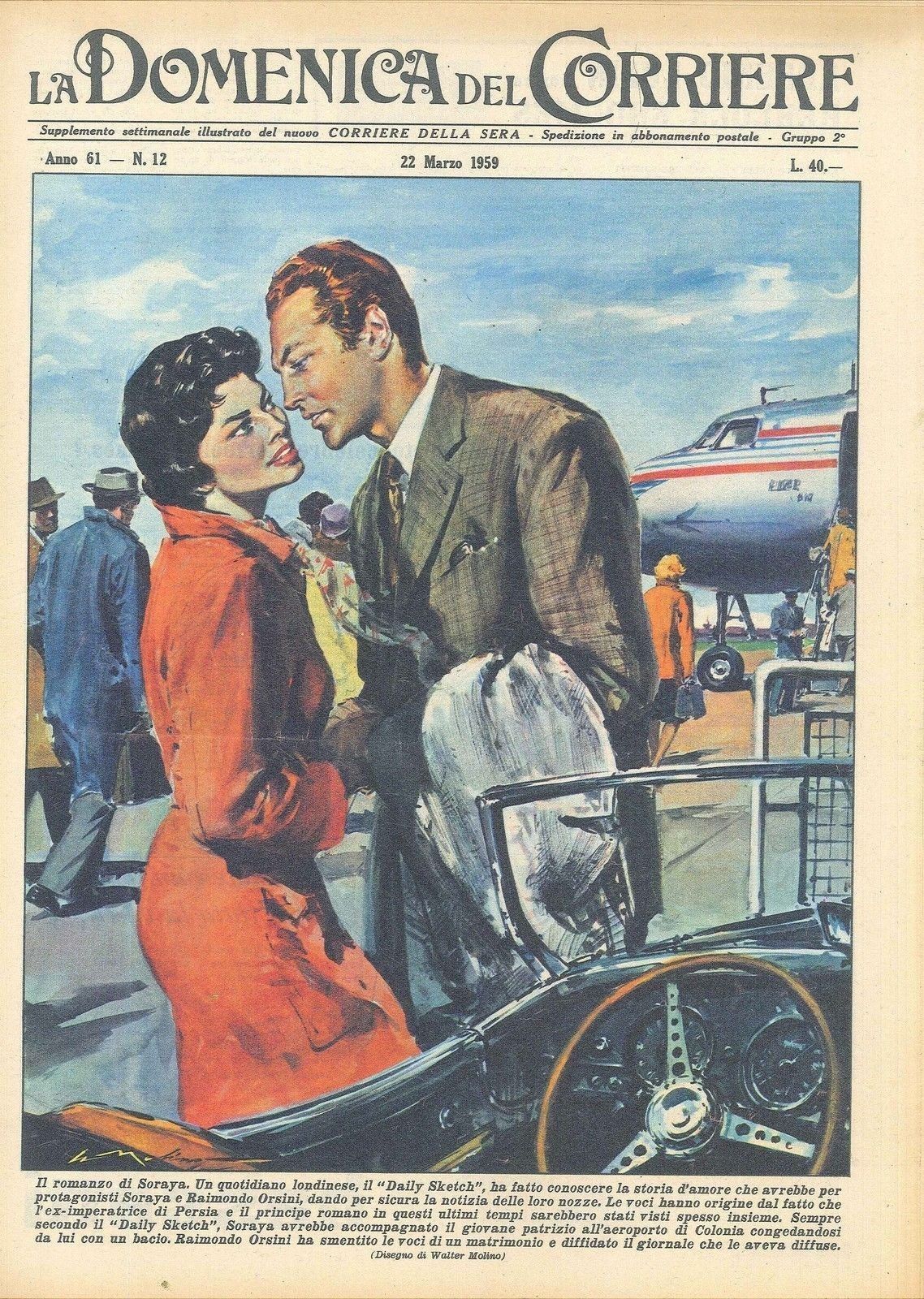 DOMENICA DEL CORRIERE N 12 - 22 MARZO 1959 - ILLUSTRATORE WALTER MOLINO