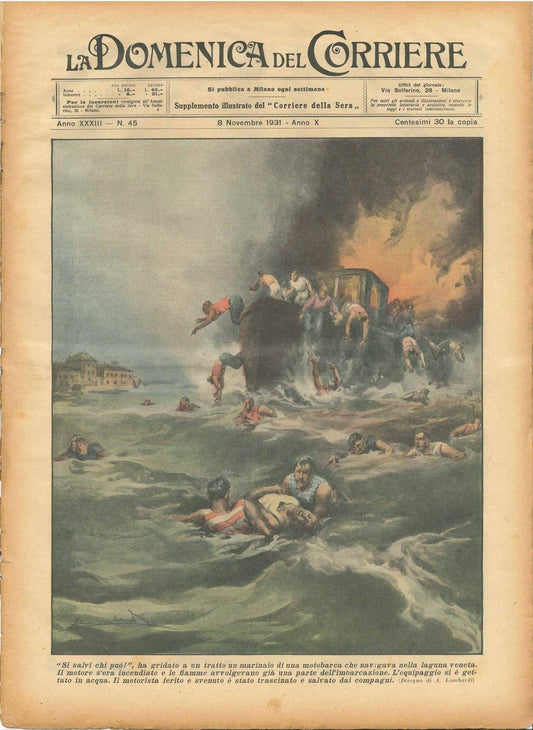 DOMENICA DEL CORRIERE N 45 - 6 NOVEMBRE 1931 - ILL  .A. LOMBARDI