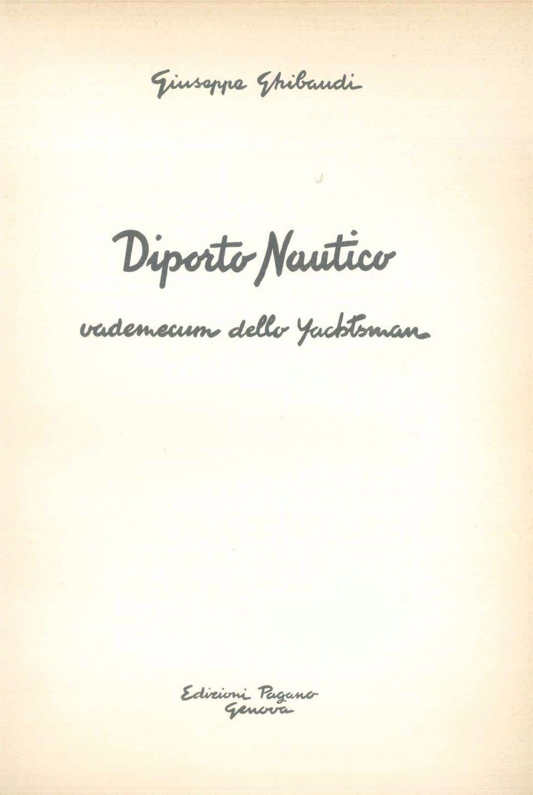 DIPORTO NAUTICO - GIUSEPPE GRIBAUDI - 1958