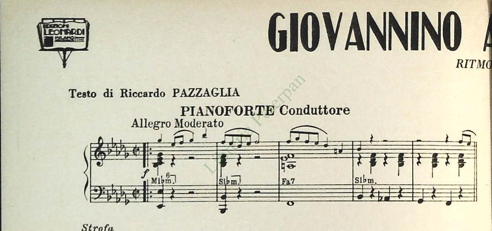 GIOVANINO ALLA TORRETTA - BASTA UN POCO DI MUSICA - SPARTITO-SHEET MUSIC