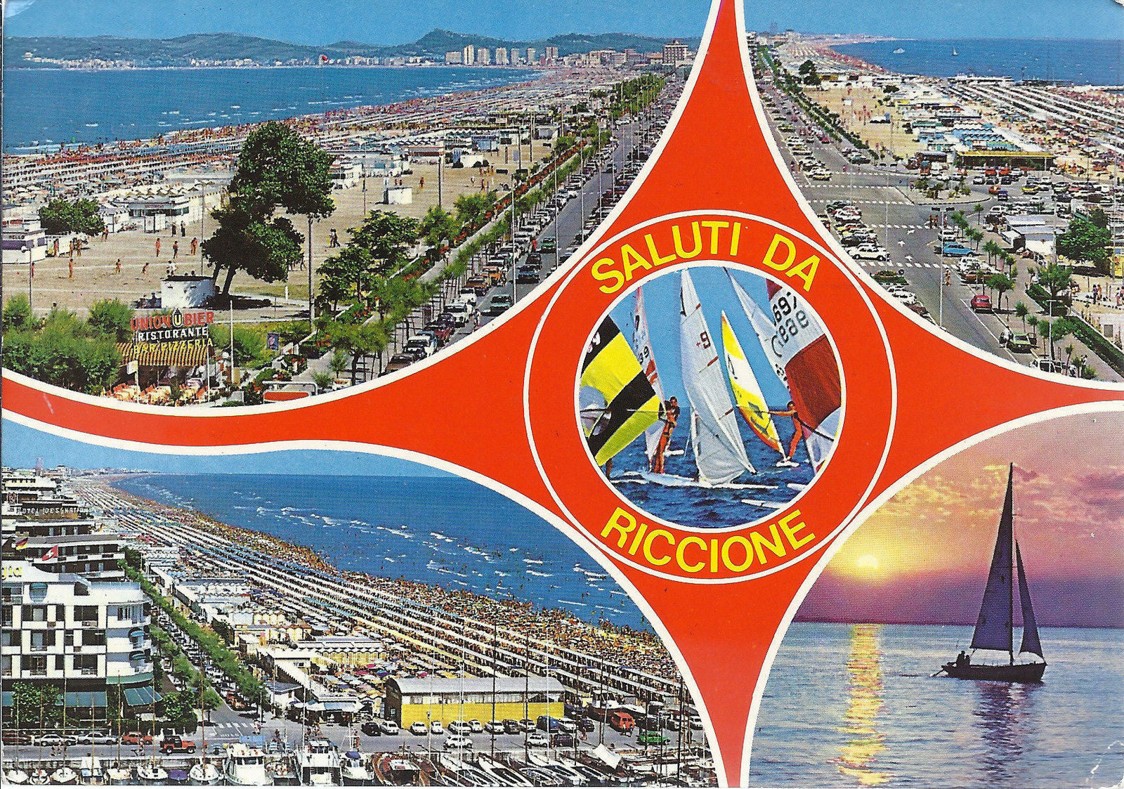 RICCIONE - SALUTI - 4 VEDUTE - V1987
