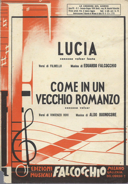 LUCIA ( Falcocchio ) - COME IN UN VECCHIO ROMANZO ( Buonocore ) # SPARTITO
