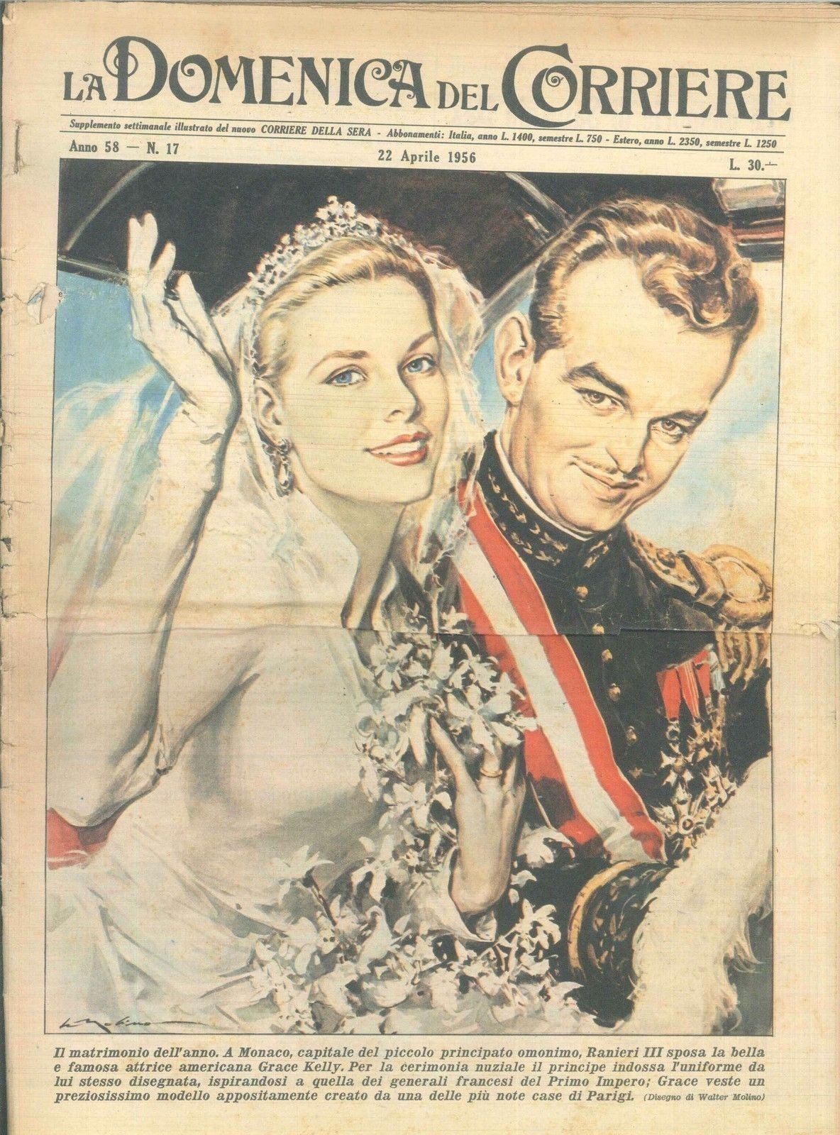 DOMENICA DEL CORRIERE N 17 - 22 APRILE 1956 - ILL. WALTER MOLINO