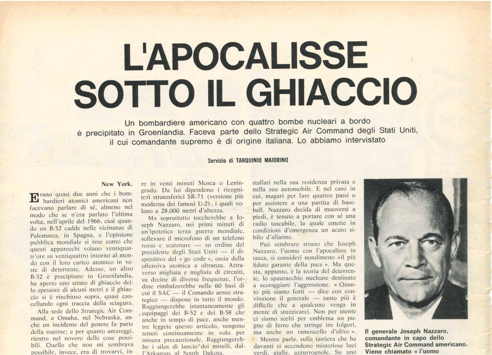 L'APOCALISSE SOTTO IL GHIACCIO - 1968 - B52 GROENLANDIA - CLIPPING