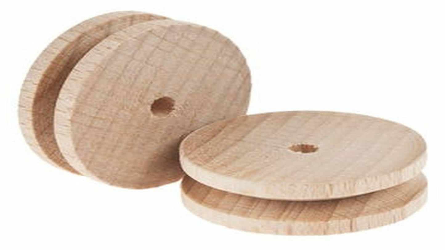 RUOTE PASSACORDICELLA IN LEGNO FORO 4 DIAM. 30 X SP. 10 MILLIMETRI-CONF 2 PEZZI