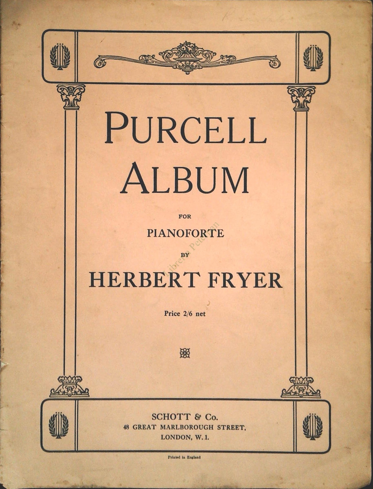 HENRY PURCELL SUITE BY HERNERT FRYER - SPARTITO-SHEET MUSIC