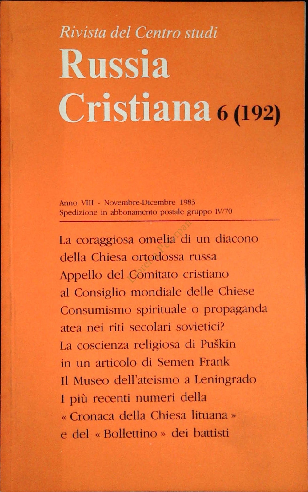 RUSSIA CRISTIANA N. 192 - NOVEMBRE-DICEMBRE 1983