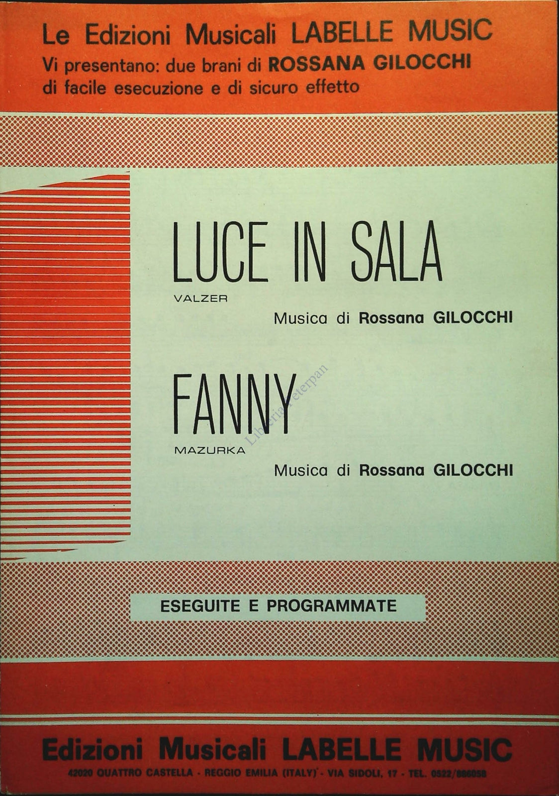 LUCE IN SALA. valzer - FANNY. mazurka - SPARTITO-SHEET MUSIC