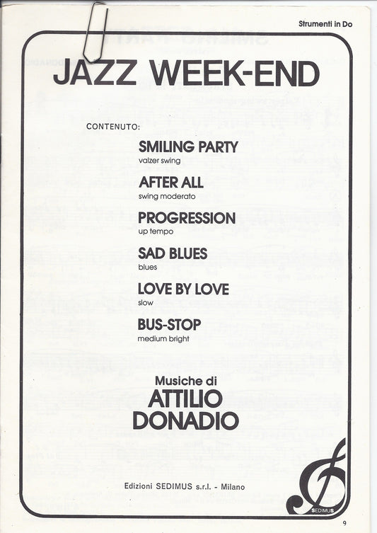 JAZZ WEEK-END  SMILING PARTY e altri 5 Brani di Attilio Donadio -- SPARTITO