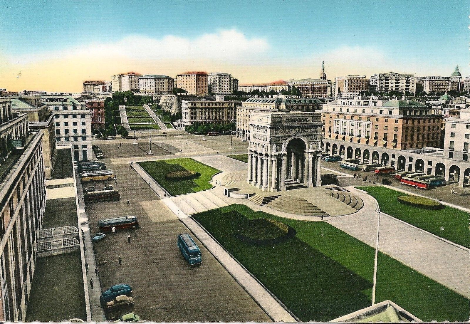 GENOVA - PIAZZA DELLA VITTORIA - NV - ACQUARELLATA