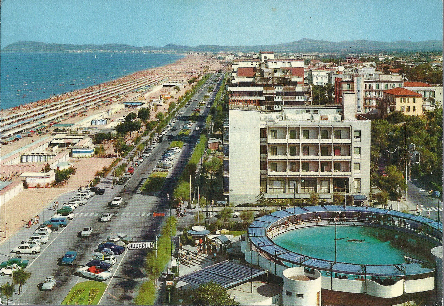 RICCIONE - ALBERGHI LUNGOMARE E SPIAGGIA - AQUARIUM - V 1971
