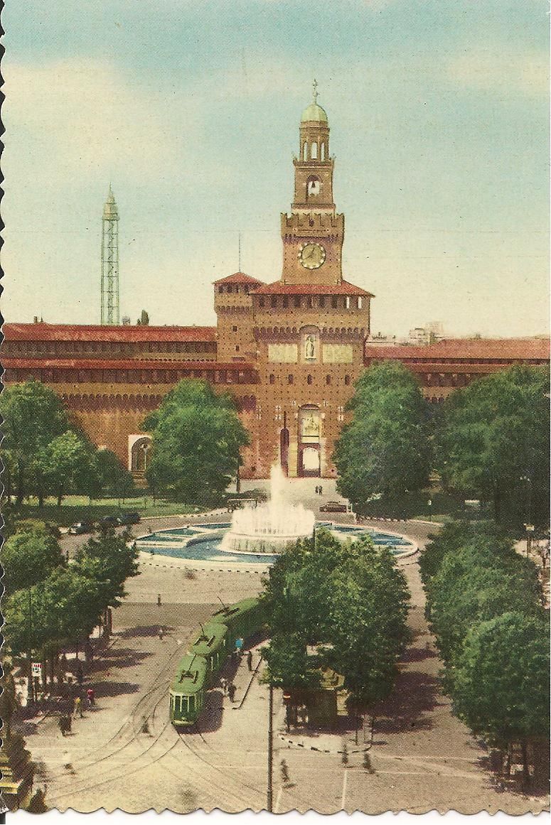 MILANO - CASTELLO SFORZESCO - TRAM - ACQUARELLATA - NV