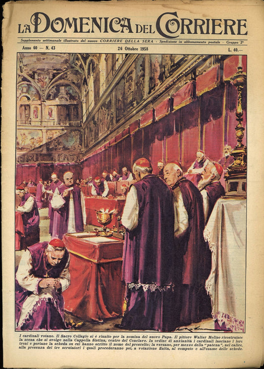 DOMENICA DEL CORRIERE N 43 - 26 OTTOBRE 1958 - ILL. WALTER MOLINO
