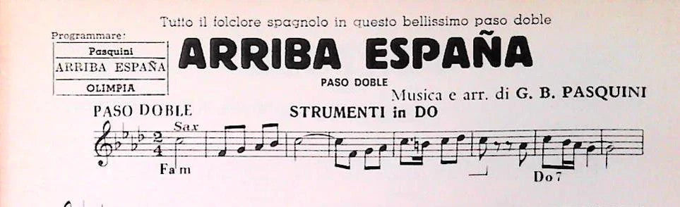 CARNEVALE. poca-TORTOLO.valzer-ARRIBA ESPANA.paso doble - SPARTITO-SHEET MUSIC
