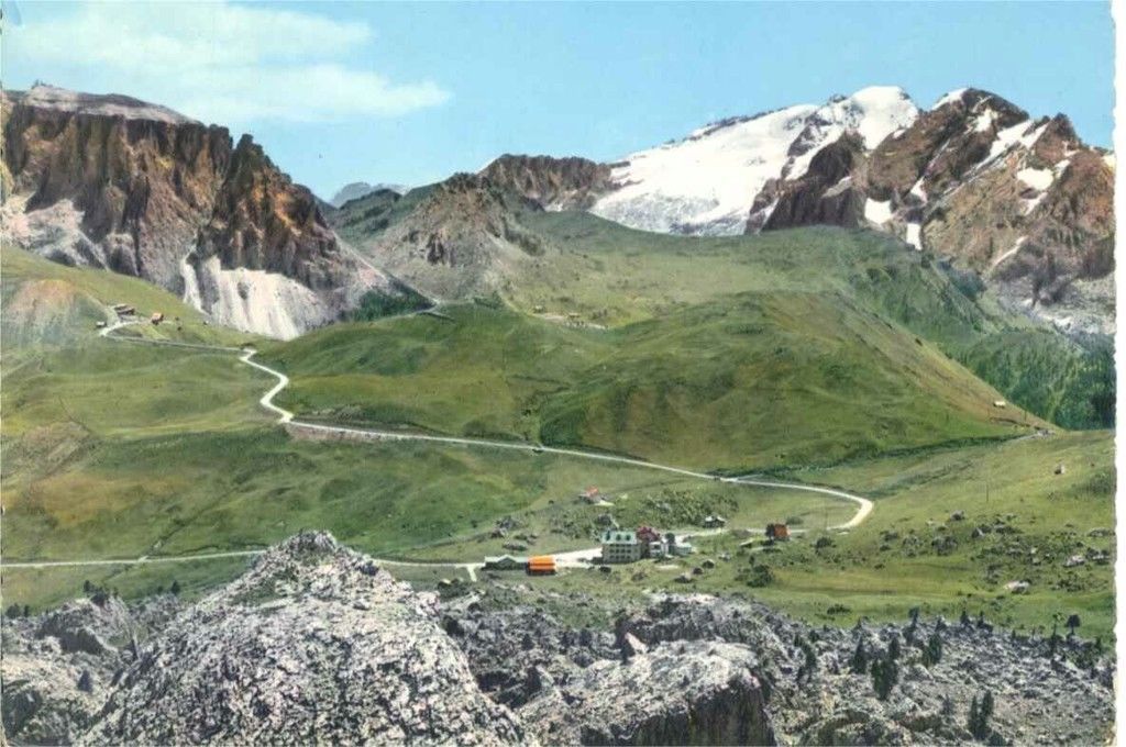 PASSO SELLA - PANORAMA - V1971 - ACQUARELLATA