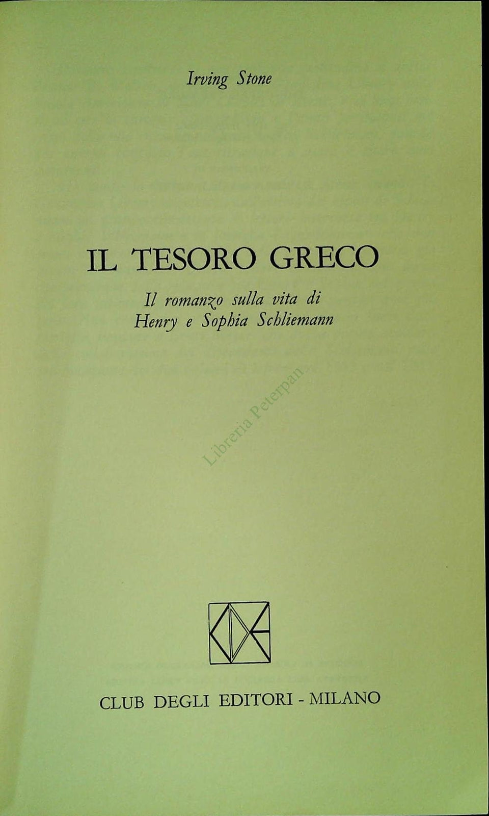 IL TESORO GRECO - IRVING STONE-  CDE 1974 - OUTLET DEL LIBRO