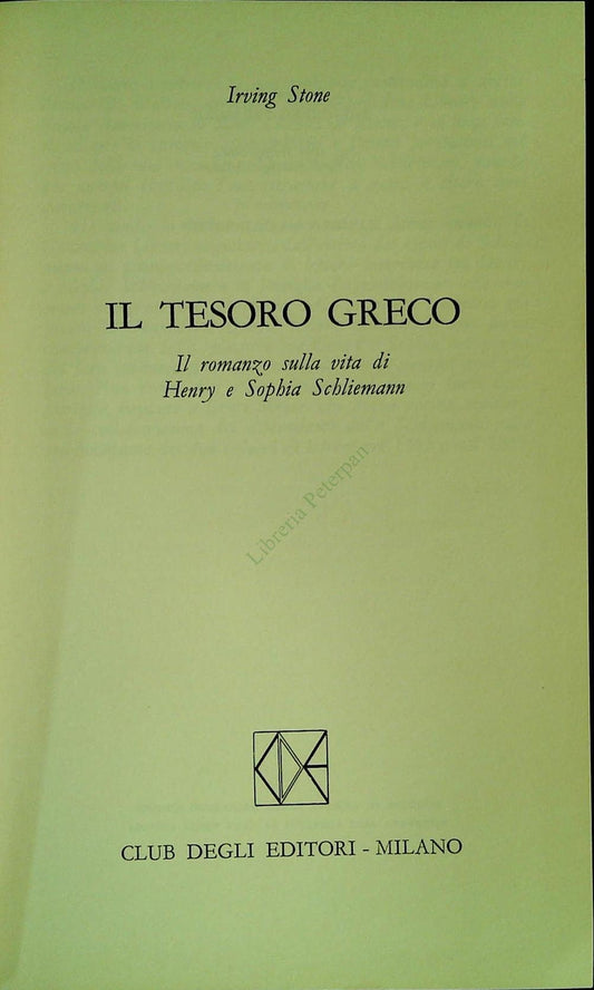 IL TESORO GRECO - IRVING STONE-  CDE 1974 - OUTLET DEL LIBRO