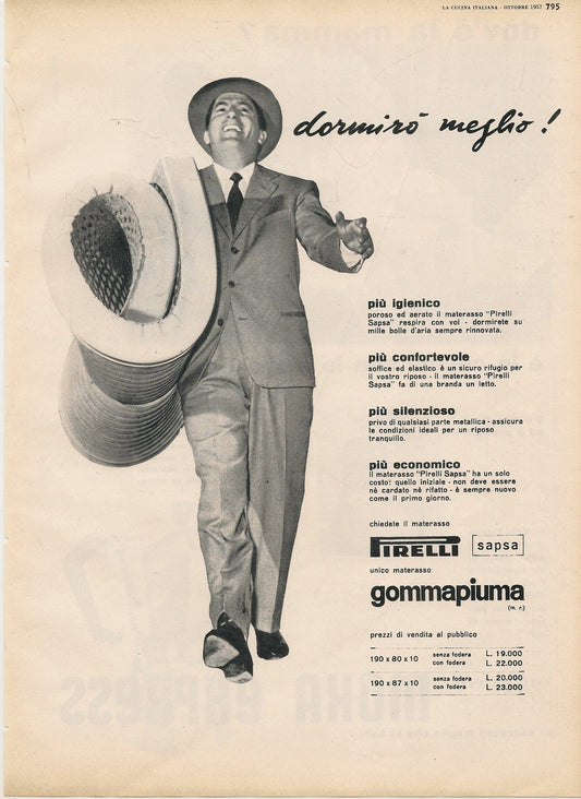 PIRELLI GOMMAPIUMA. DORMORO' MEGLIO - ADVERTISING