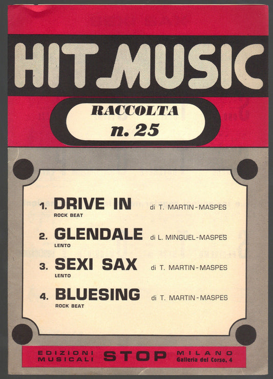 HIT MUSIC - RACCOLTA N°25 - SPARTITO - GUIDA PIANO-ORGANO