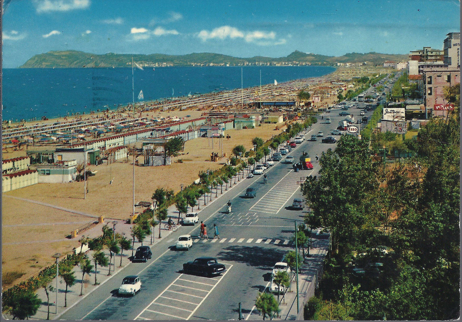 RICCIONE - LUNGOMARE E SPIAGGIA - 1968