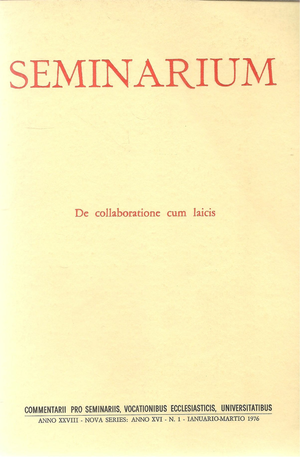 SEMINARIUM N. 1 - 1976 - DE COLLABORATIONE CUN LAICIS