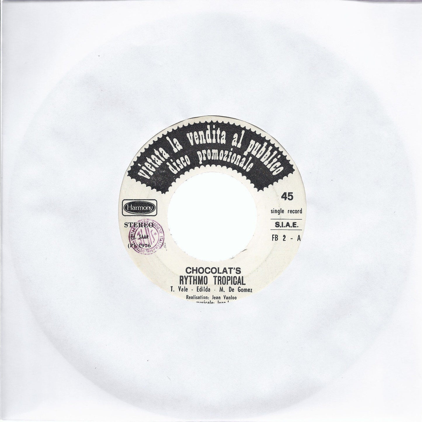 RYTHMO TROPICAL # CHOCOLAT'S -- MUSIC # JOHN MILES - Promo, white label